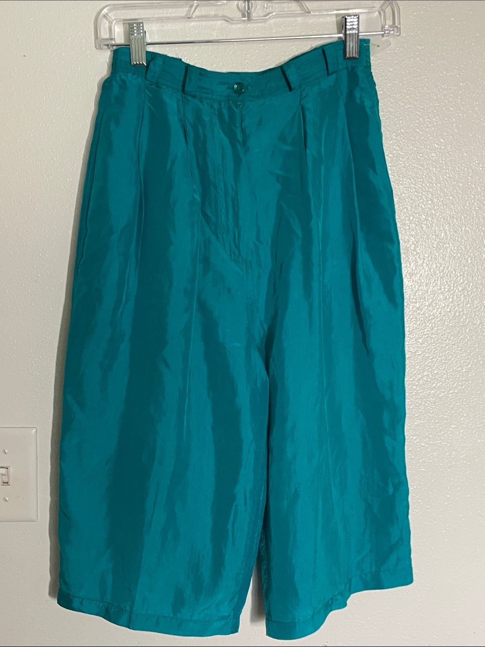 Diane Gilman Teal High-Rise Bermuda Shorts